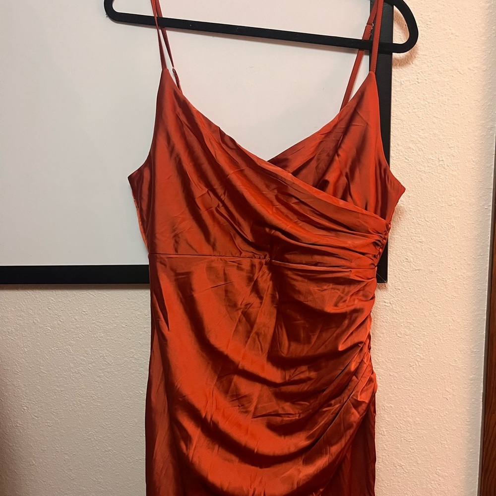Elegant Rust Satin Dress